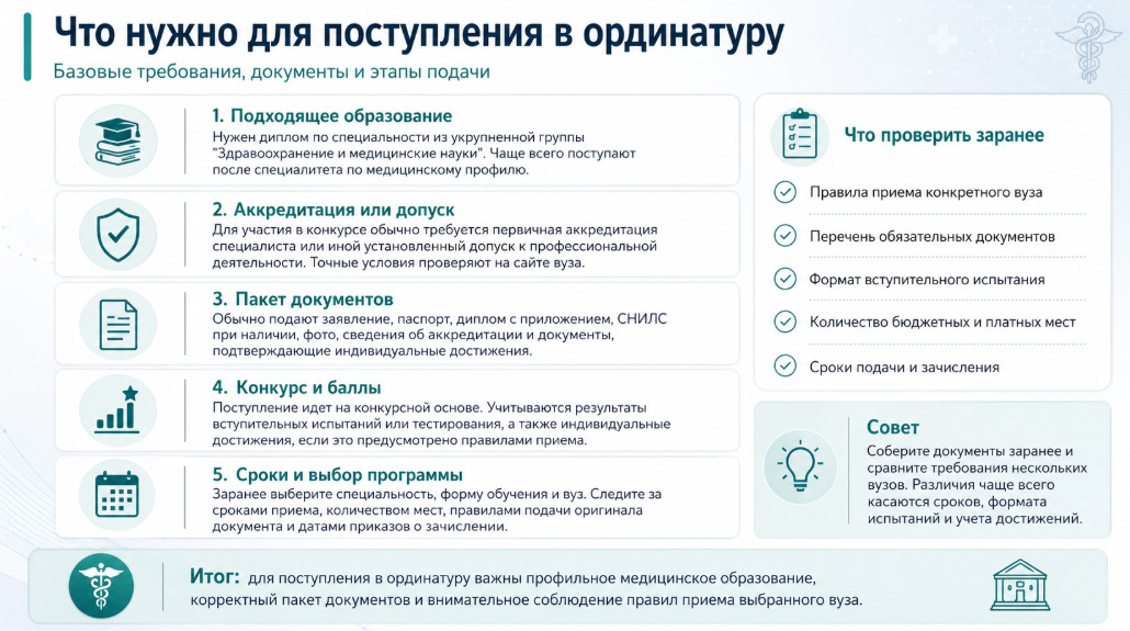 Что нужно для поступления в ординатуру