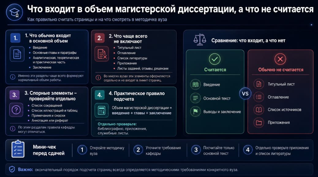 Что входит в объем магистерской диссертации, а что не считается