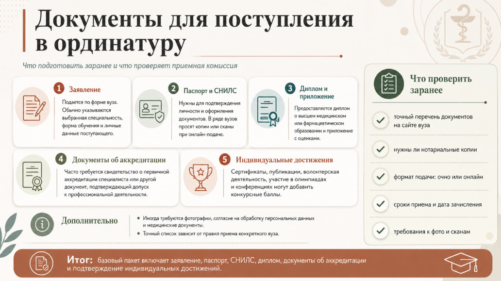 Документы для поступления в ординатуру