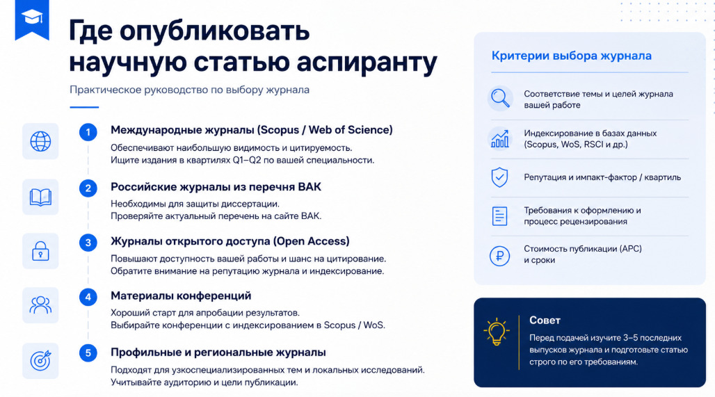 где опубликовать научную статью аспиранту