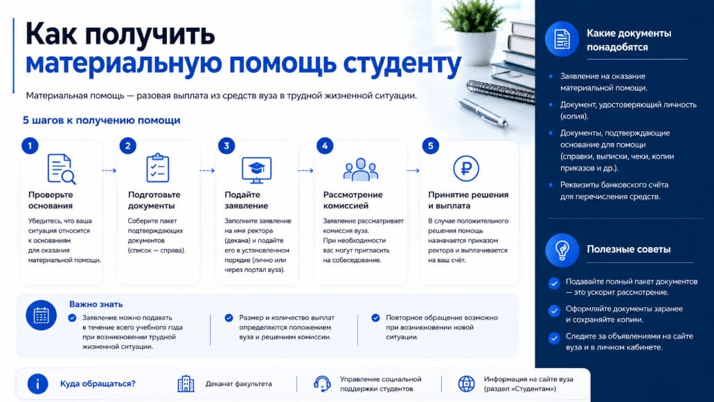 Как получить материальную помощь студенту