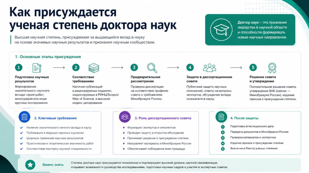 Как присуждается ученая степень доктора наук