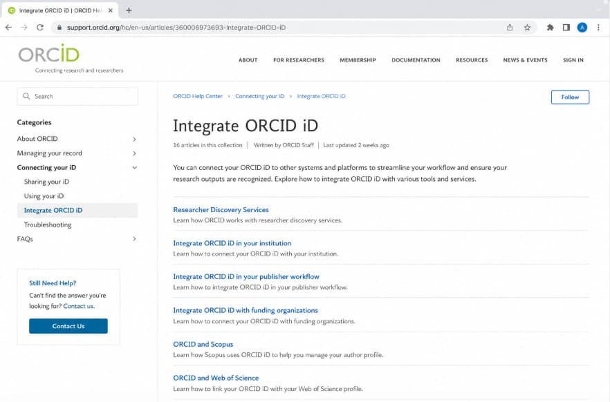 Как привязать ORCID к другим научным базам