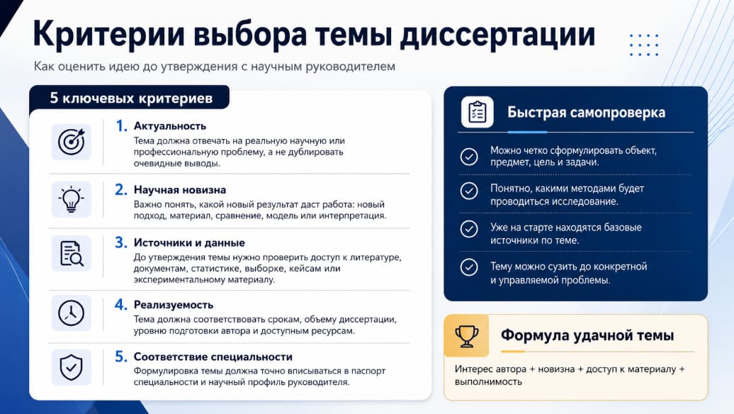 Критерии выбора темы диссертации