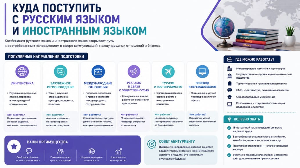 Куда поступить с русским языком и иностранным языком