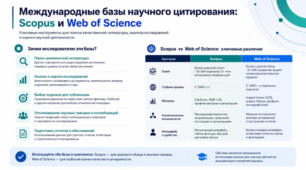 Международные базы научного цитирования: Scopus и Web of Science