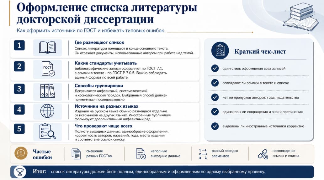 Оформление списка литературы докторской диссертации