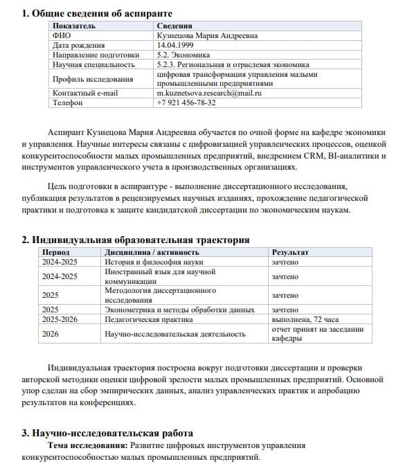 портфолио аспиранта