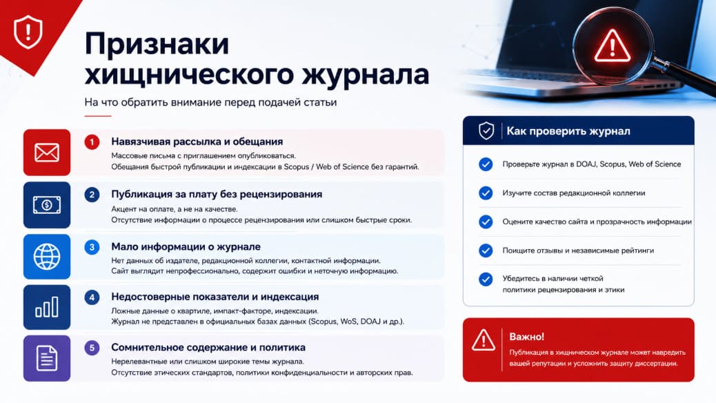 Признаки хищнического журнала