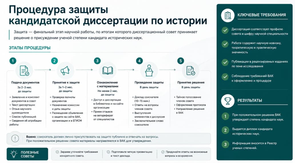 Процедура защиты кандидатской диссертации по истории