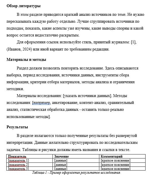 структура научной статьи
