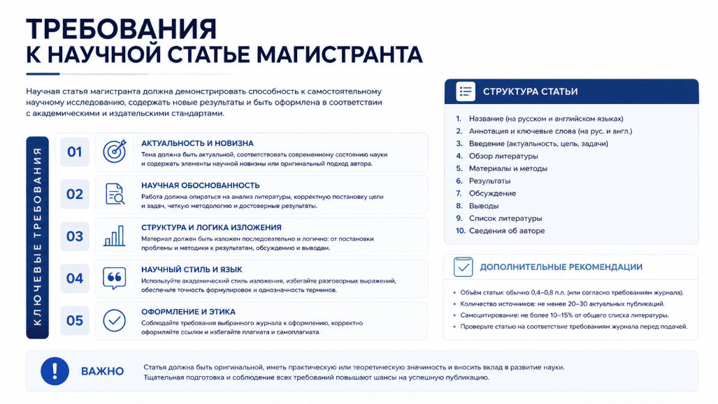 Требования к научной статье магистранта