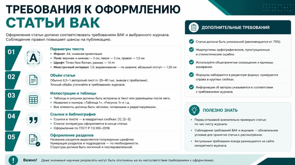 Требования к оформлению статьи ВАК