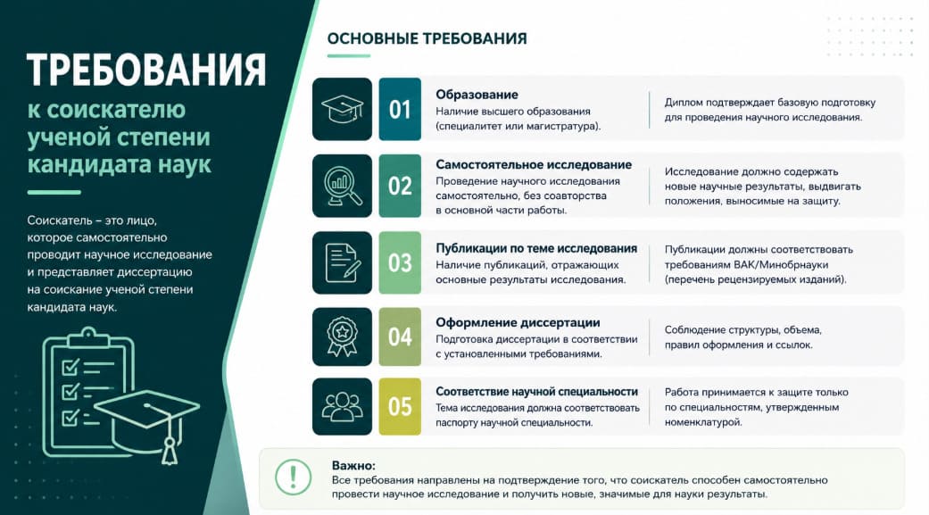 Требования к соискателю ученой степени кандидата наук