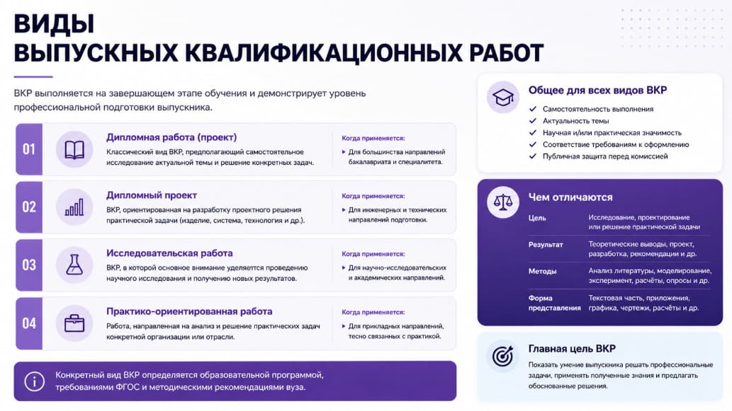 Виды выпускных квалификационных работ