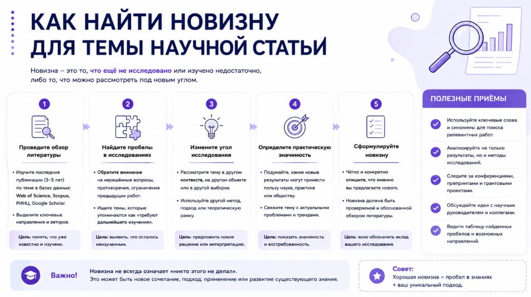 Как найти новизну для темы научной статьи