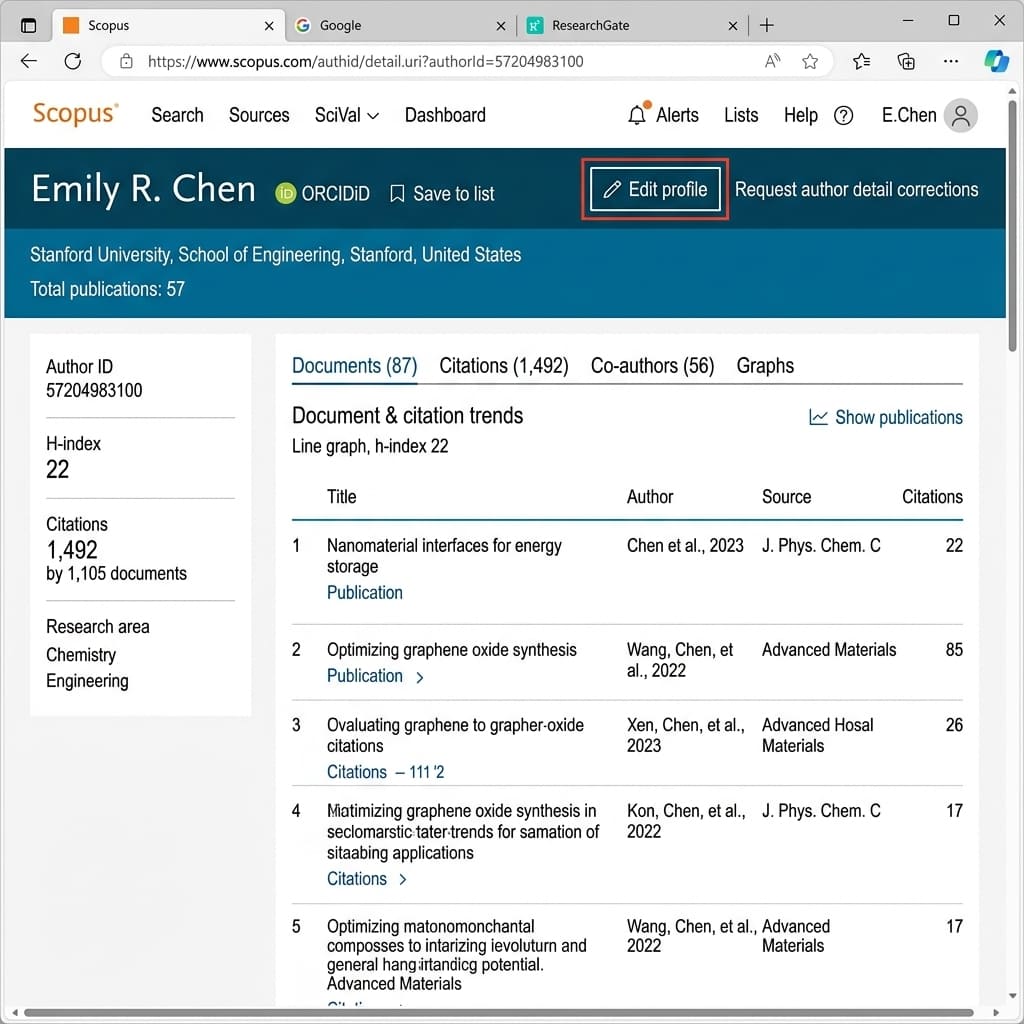 Как настроить авторский профиль в Scopus