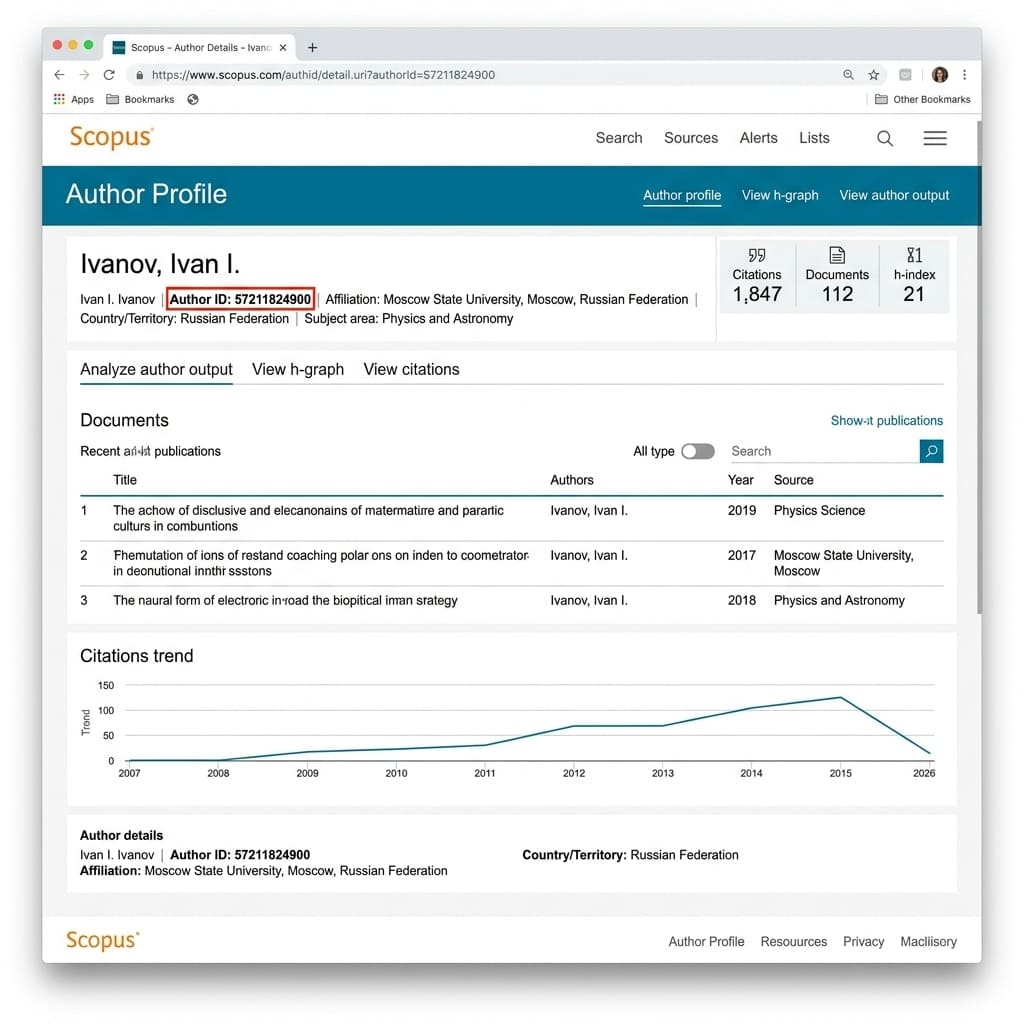 Как получить Scopus Author ID
