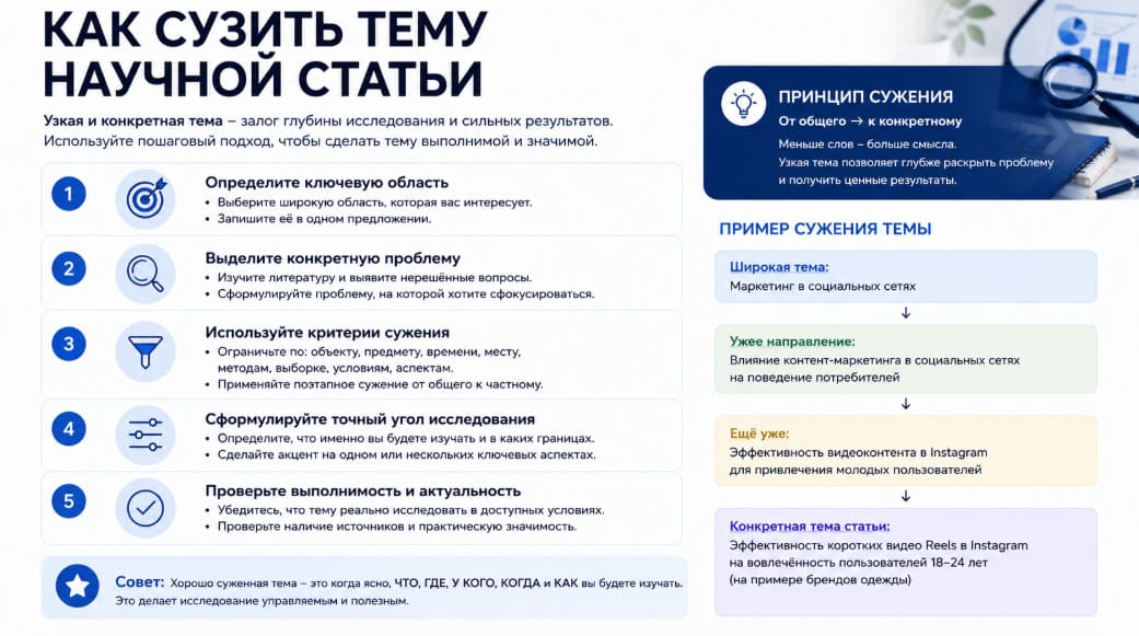 Как сузить тему научной статьи