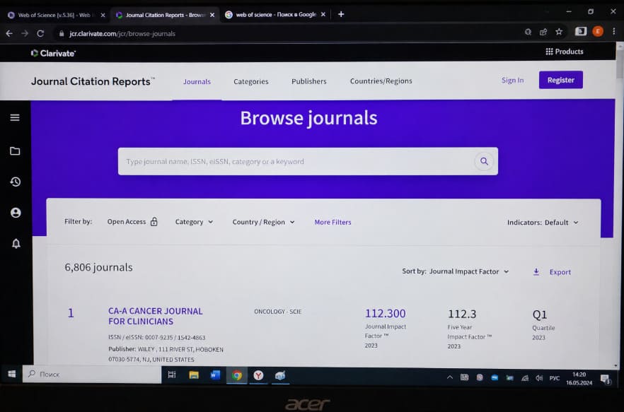 Как узнать квартиль журнала в Web of Science