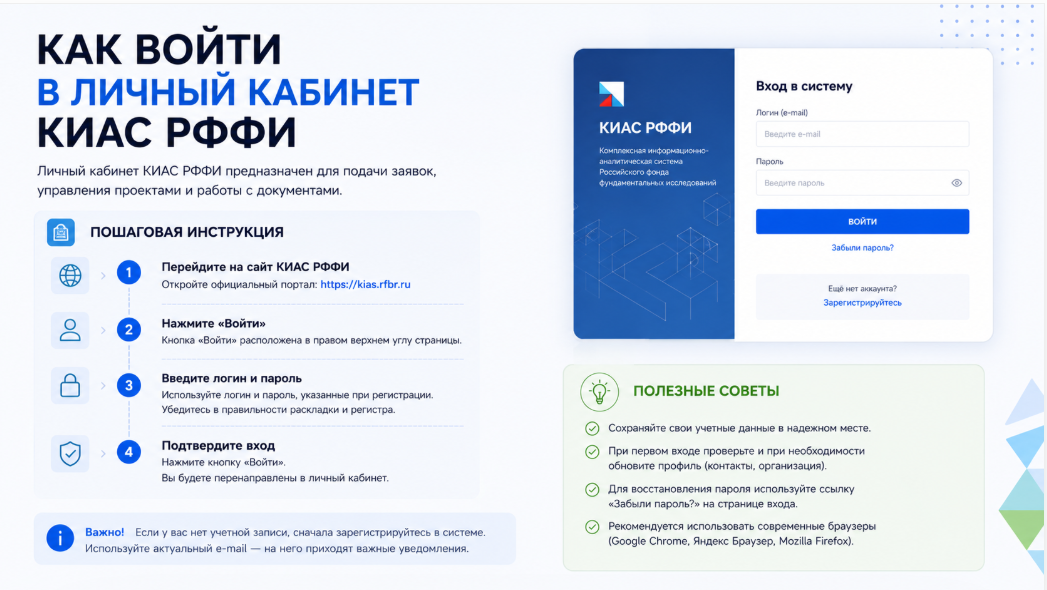 Как войти в личный кабинет КИАС РФФИ