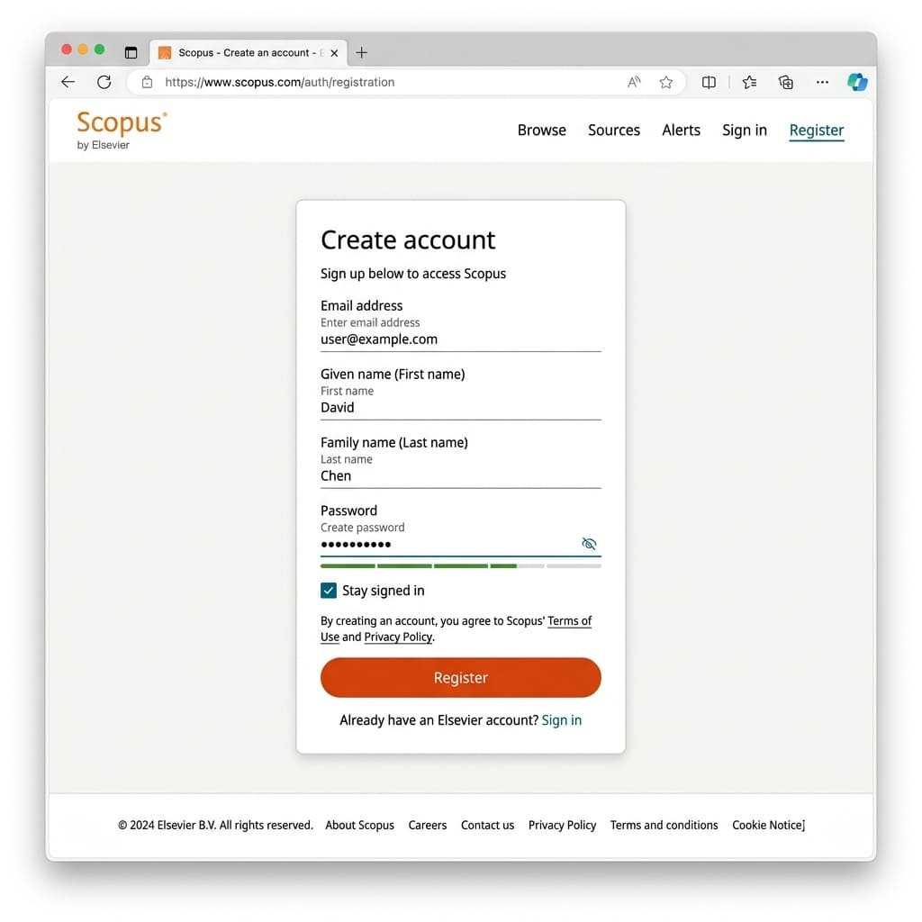 Как зарегистрироваться в Scopus