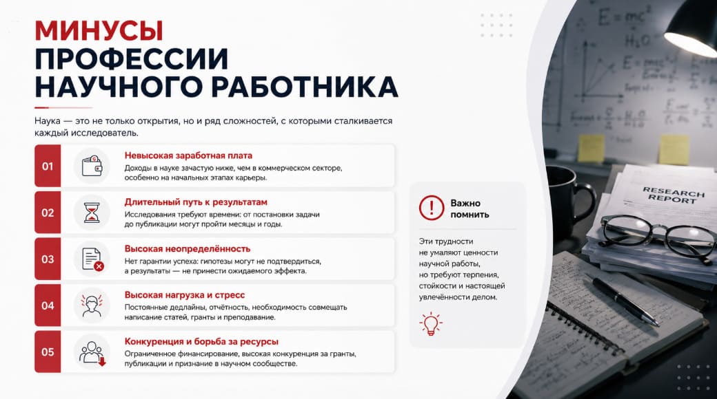 Минусы профессии научного работника