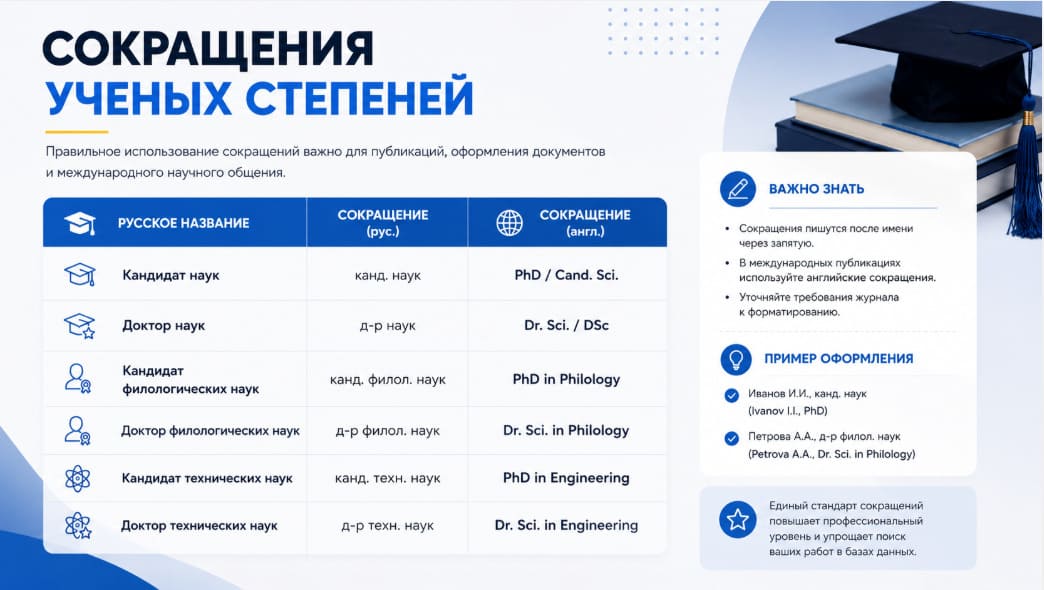 Сокращения ученых степеней