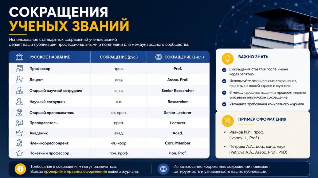 Сокращения ученых званий