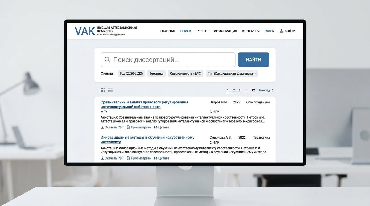 База диссертаций ВАК: как искать защищенные работы