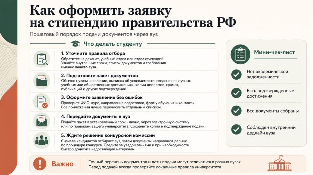 Как оформить заявку на стипендию правительства РФ