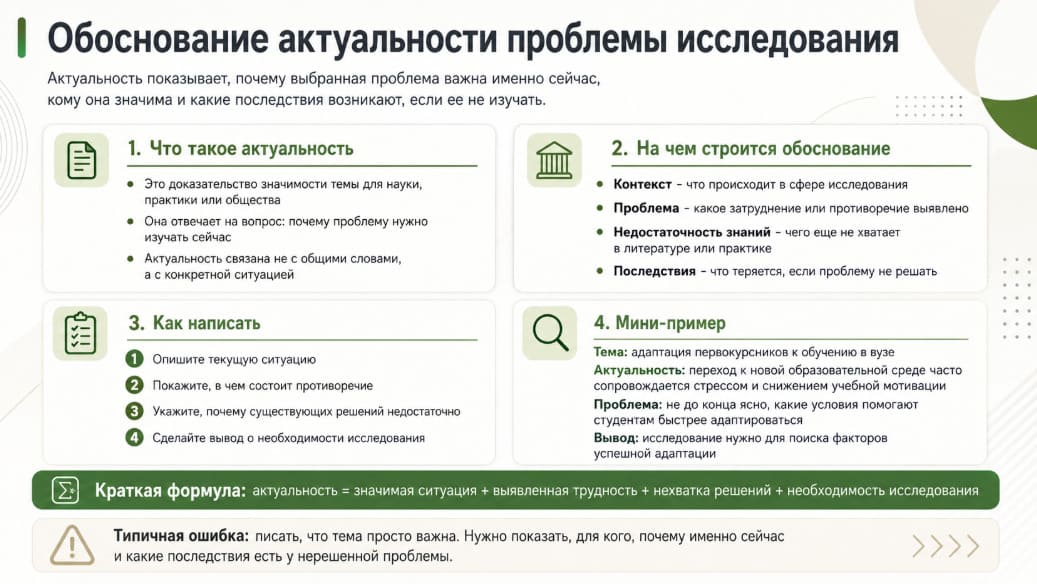 Обоснование актуальности проблемы исследования