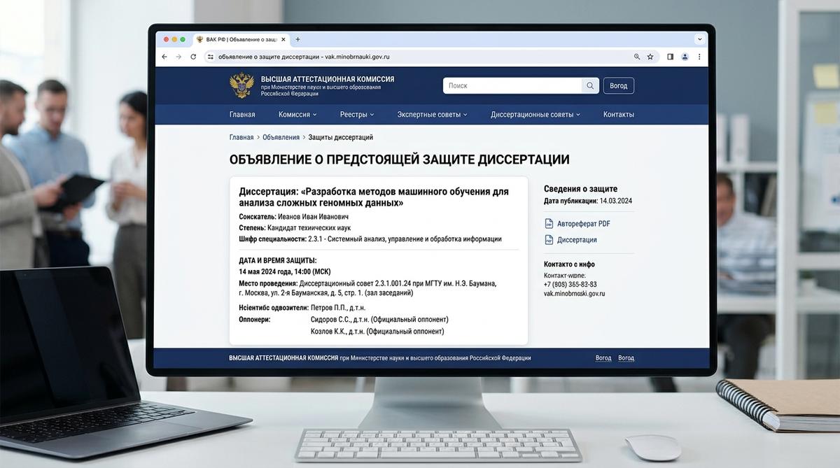 Объявления и даты защит диссертаций: где искать