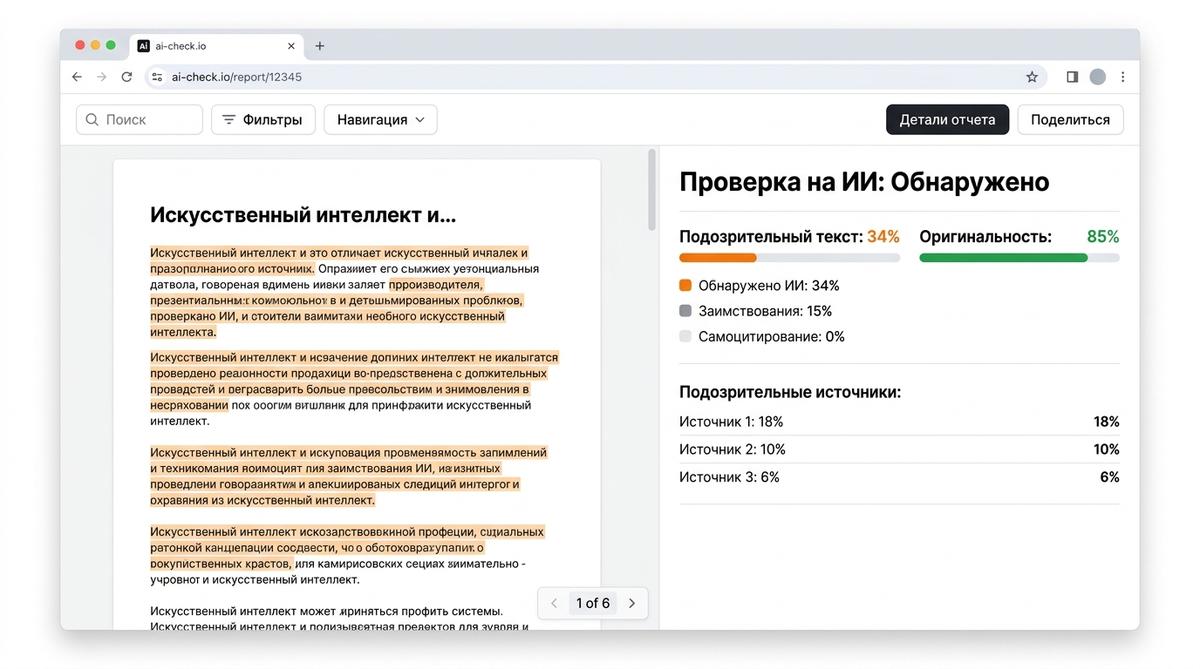 Что показывает отчет Антиплагиата по проверке на ИИ