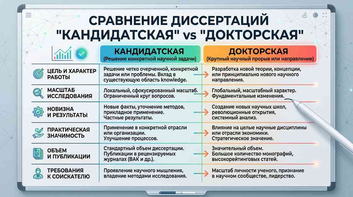 Чем тема докторской диссертации отличается от кандидатской