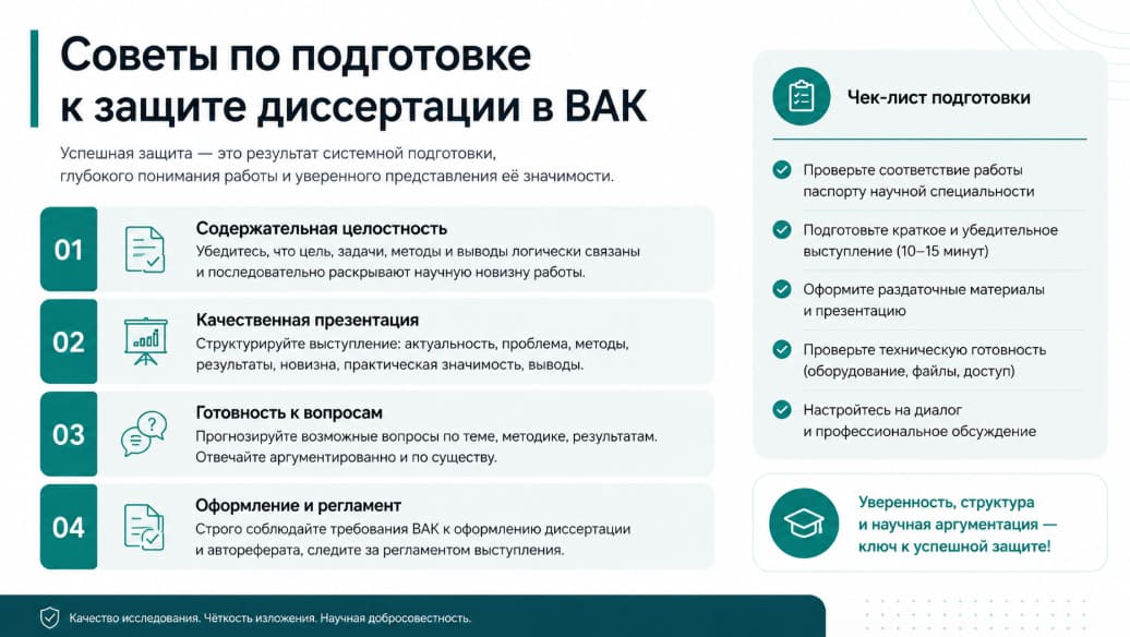 Советы по подготовке к защите диссертации в ВАК