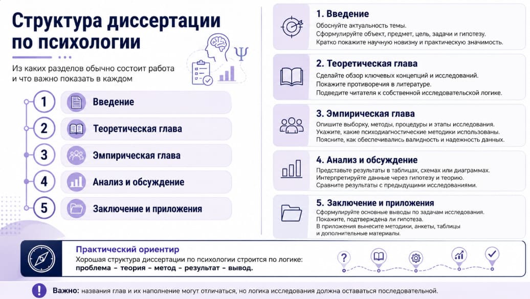 Структура диссертации по психологии