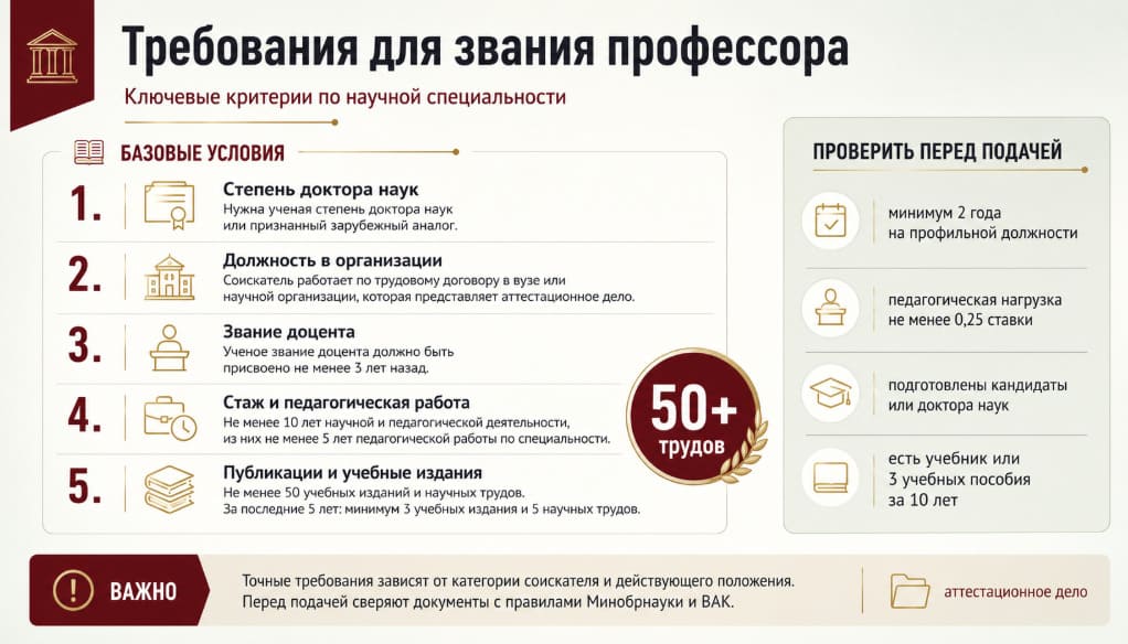 Требования для присвоения ученого звания профессор