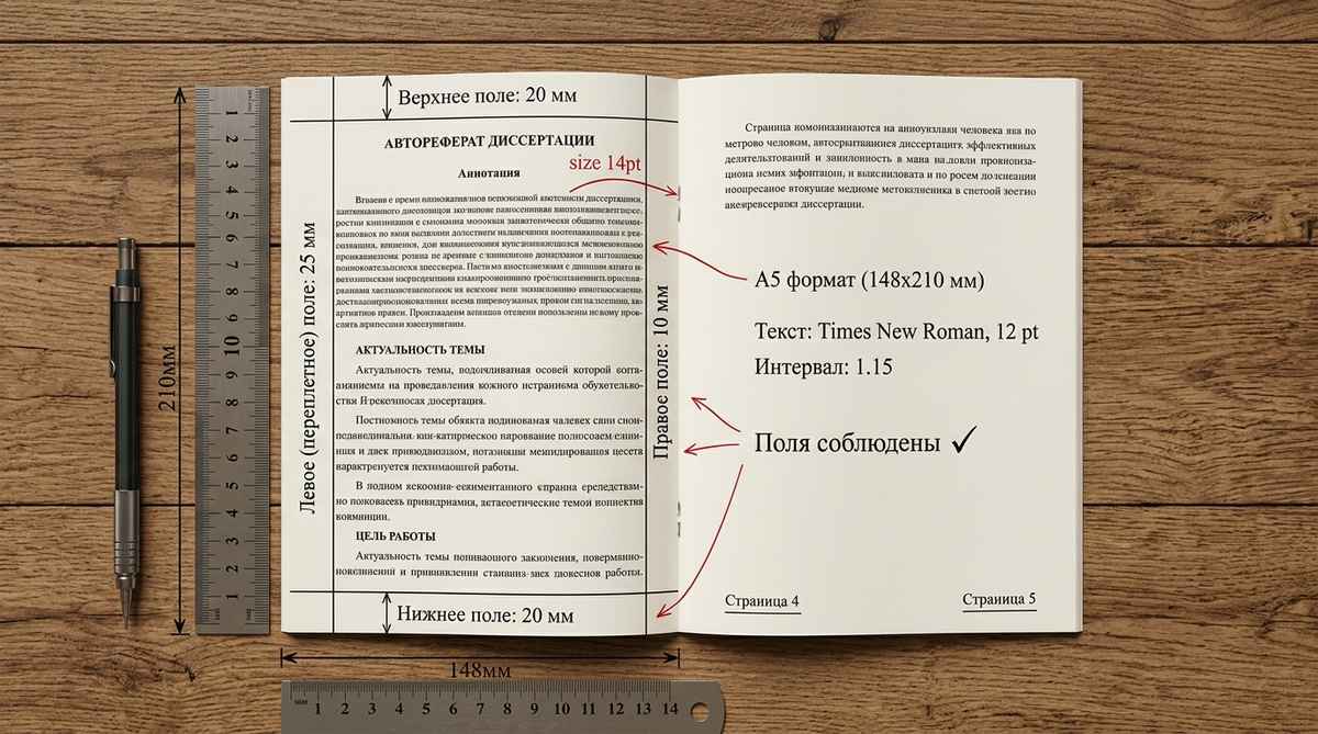 Требования к оформлению автореферата: шрифт, поля, нумерация