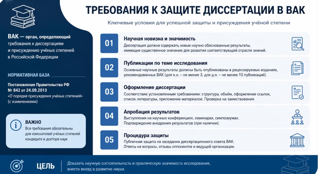 Требования к защите диссертации в ВАК