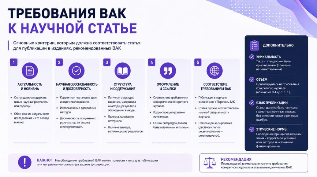 требования ВАК к научной статье