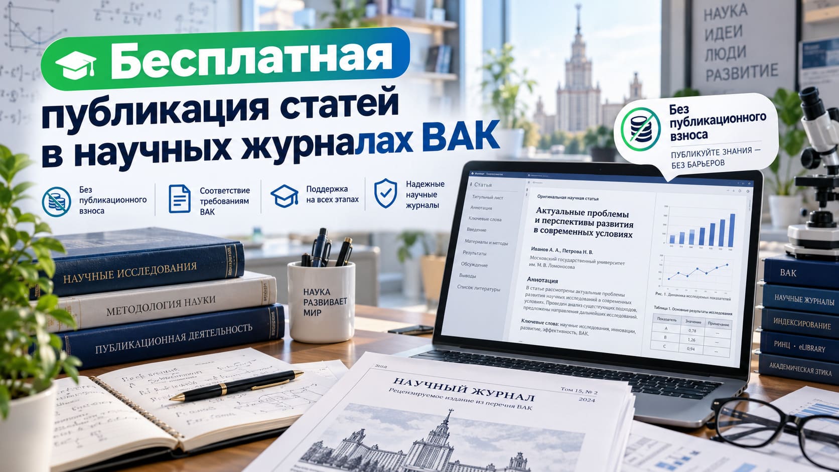 Бесплатная публикация статей в научных журналах ВАК