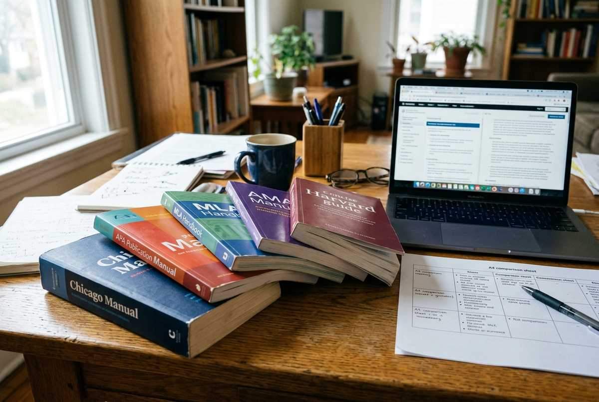Сводное сравнение внутритекстовых ссылок в форматах APA, MLA, Harvard, Chicago и Vancouver